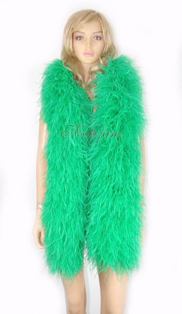 Boá de penas de avestruz luxuosa verde esmeralda de 20 camadas com 71&quot; de comprimento (180 cm).