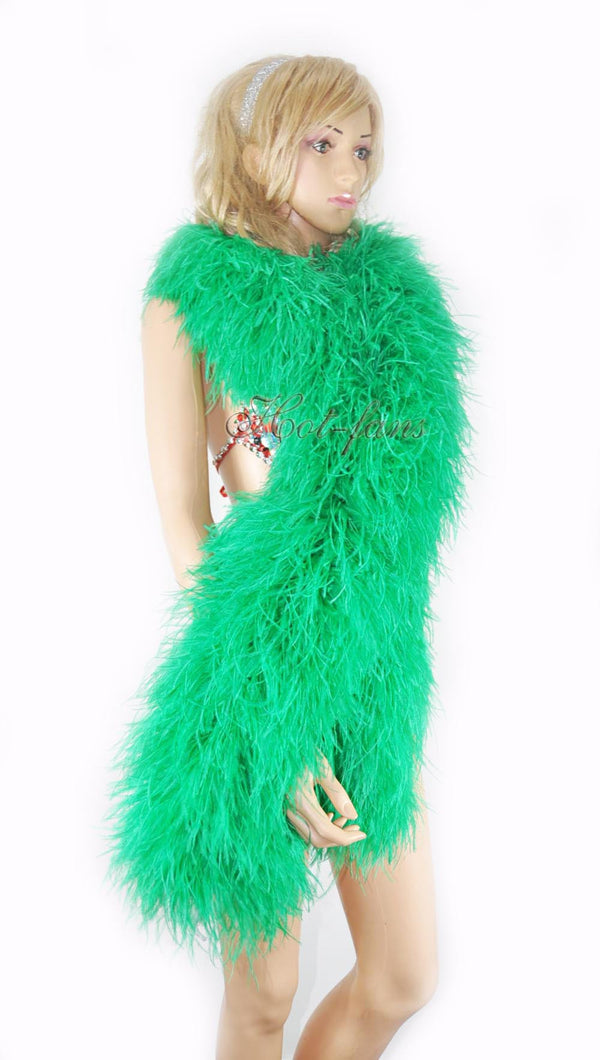 Boa de penas de avestruz luxuosa verde esmeralda de 20 camadas 71