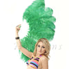 Emerald green single layer Ostrich Feather Fan with leather travel Bag 25"x 45".