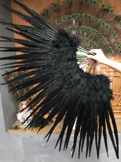 Black Marabou & Pheasant Feather Fan 29