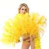Gold yellow single layer Ostrich Feather Fan with leather travel Bag 25"x 45".