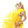 Gold yellow single layer Ostrich Feather Fan with leather travel Bag 25"x 45".