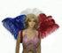 Blue & White & Red Open Majestic Style Ostrich Feather backpiece.
