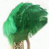 Espalda de plumas de avestruz estilo majestuoso abierto verde.