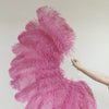 Fachsia single layer Ostrich Feather Fan Full open 180 ° with Travel leather Bag.