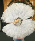 Load image into Gallery viewer, light grey Marabou Ostrich Feather fan 21"x 38" with Travel leather Bag.
