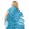 2 layers turquoise Ostrich Feather Fan 30"x 54" with leather travel Bag.