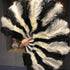 Mescola il ventaglio di piume di struzzo marabù bianco e nero 21 "x 38" con borsa da viaggio in pelle.