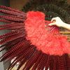 Rød Marabou & Pheasant Feather Fan 29 "x 53" med Travel læder taske.