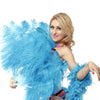 Turquoise single layer Ostrich Feather Fan with leather travel Bag 25"x 45".