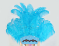 Load image into Gallery viewer, Turquoise Ostrich Feather Open Face Headdress & backpiece Set.
