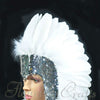 corona de lentejuelas de plumas blancas tocado de tocado de bailarina corista de las vegas.