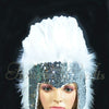white feather sequins crown las vegas dancer showgirl headgear headdress.
