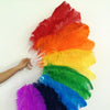 Rainbow single layer Ostrich Feather Fan with leather travel Bag 25"x 48".