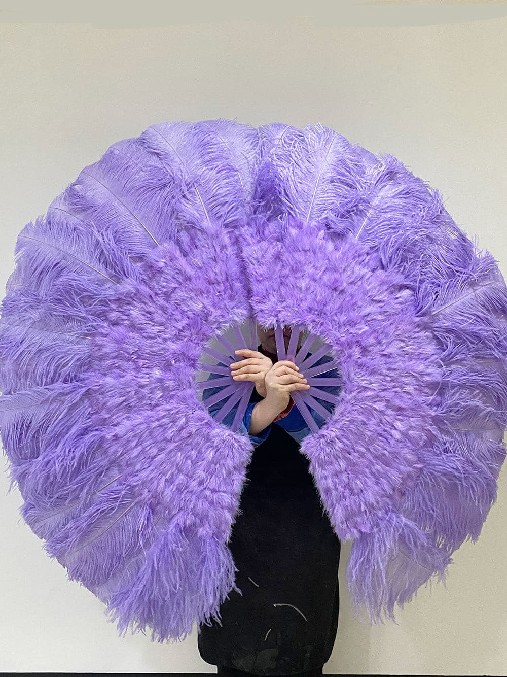 Advanced Aqua violet Marabou & Ostrich Feather fan 27"x 53" - hotfans