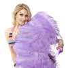 Aqua violet single layer Ostrich Feather Fan with leather travel Bag 25"x 45".