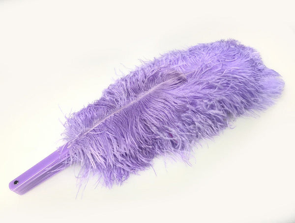 Abanico de plumas de avestruz violeta agua 2 capas 30