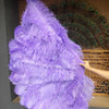 Ventilador de penas de avestruz violeta aqua 2 camadas XL 34&#39;&#39;x 60&#39;&#39; com bolsa de couro de viagem.