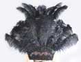 Load image into Gallery viewer, Black Ostrich Feather Open Face Headdress & backpiece Set.
