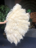 Burlesque 4 Layers beige Ostrich Feather Fan Opened 67'' with Travel leather Bag.