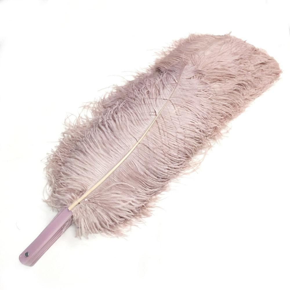 XL 2 Layers beige wood Ostrich Feather Fan 34''x 60'' with Travel leather Bag.