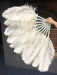 Load image into Gallery viewer, A pair Single layer beige Beginner’s Ostrich Feather Fan - hotfans
