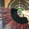 Red / black Marabou & Pheasant Feather Fan 29"x 53" with Travel leather Bag.