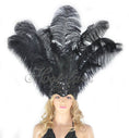 Load image into Gallery viewer, Black Showgirl Open Face Ostrich feather Headdress.
