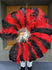 Mix roter und schwarzer einlagiger Straußenfederfächer mit Lederreisetasche 25"x 45".