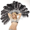 A pair black Single layer Ostrich Feather fan 24"x 41" with leather travel Bag.