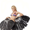Black single layer Ostrich Feather Fan with leather travel Bag 25"x 45".