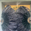 Black Ostrich & Marabou Feathers Fan 27 "x 53" mit Reiseleder Tasche.
