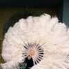 A pair blush Single layer Ostrich Feather fan 24"x 41" with leather travel Bag.