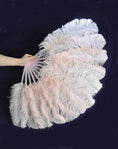 Load image into Gallery viewer, blush single layer Ostrich Feather Fan with leather travel Bag 25"x 45".
