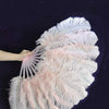 blush single layer Ostrich Feather Fan with leather travel Bag 25"x 45".