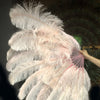 XL 2 Layers blush Ostrich Feather Fan 34''x 60'' with Travel leather Bag.