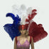 Blue & white & red Ostrich Feather Open Face Headdress & backpiece Set.