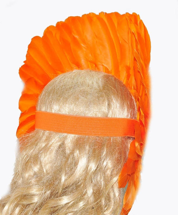 Orange feather sequins crown las vegas dancer showgirl headgear headdress.