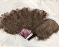 Load image into Gallery viewer, Coffee single layer Ostrich Feather Fan with leather travel Bag 25"x 45".
