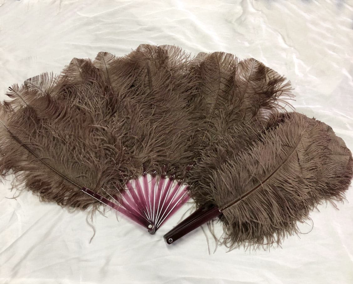 Coffee single layer Ostrich Feather Fan with leather travel Bag 25"x 45".