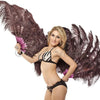 2 layers coffee Ostrich Feather Fan 30"x 54" with leather travel Bag.