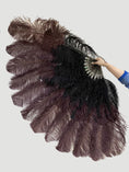 Load image into Gallery viewer, Mix black & coffee XL 2 Layer Ostrich Feather Fan 34''x 60'' with Travel leather Bag.
