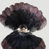 Mix black & coffee XL 2 Layer Ostrich Feather Fan 34''x 60'' with Travel leather Bag.
