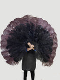 Load image into Gallery viewer, Mix black & coffee XL 2 Layer Ostrich Feather Fan 34''x 60'' with Travel leather Bag.
