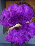 Load image into Gallery viewer, Drak purple Marabou Ostrich Feather fan 24"x 43" with Travel leather Bag.
