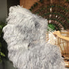 2 layers dark grey Ostrich Feather Fan 30"x 54" with leather travel Bag.