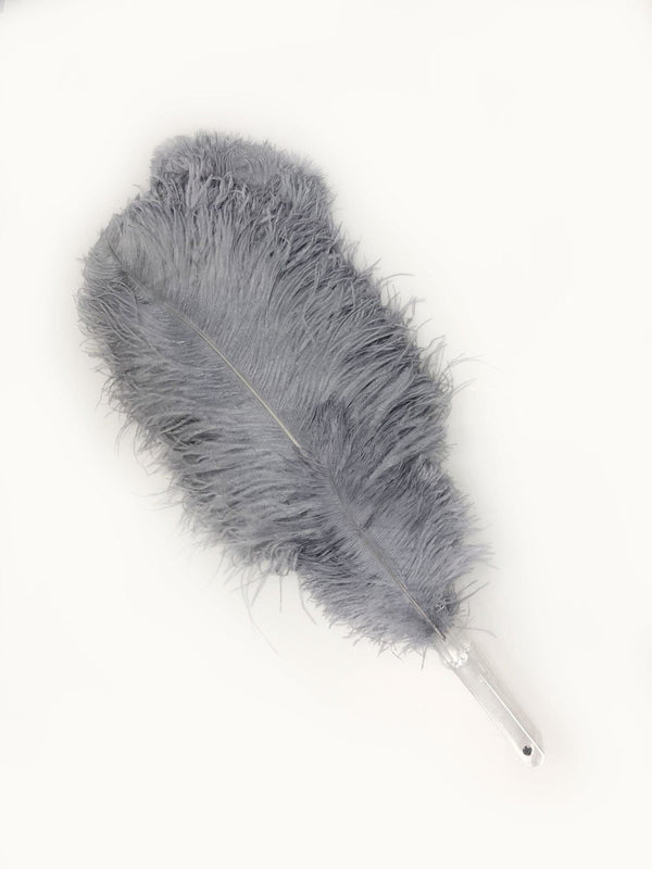 2 layers dark grey Ostrich Feather Fan 30