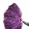 Dark plurple 3 Layers Ostrich Feather Fan Opened 65" with Travel leather Bag.