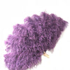 Burlesque 4 Layers dark purple Ostrich Feather Fan Opened 67'' with Travel leather Bag.