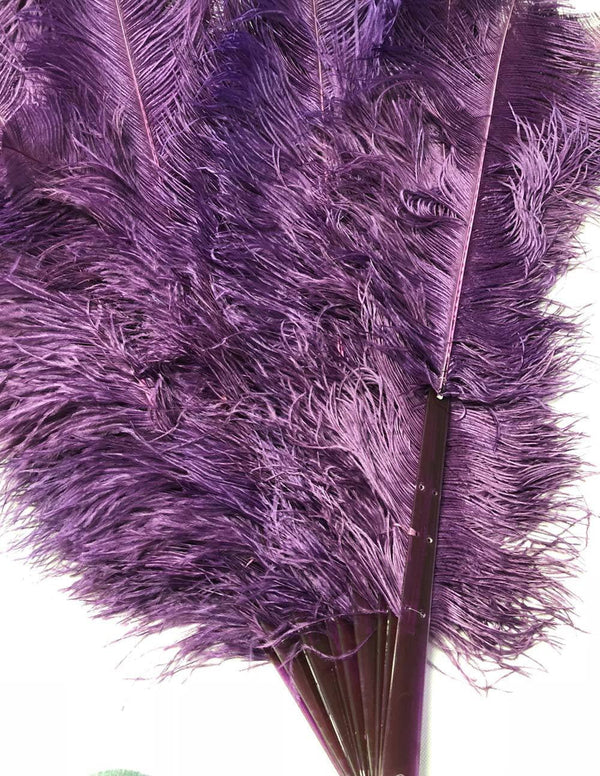 Dark plurple 3 Layers Ostrich Feather Fan Opened 65